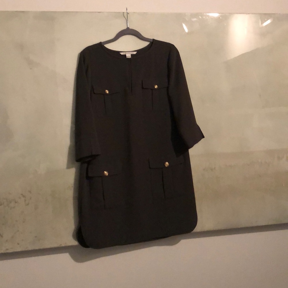 Diane von Furstenberg olive green and gold dress